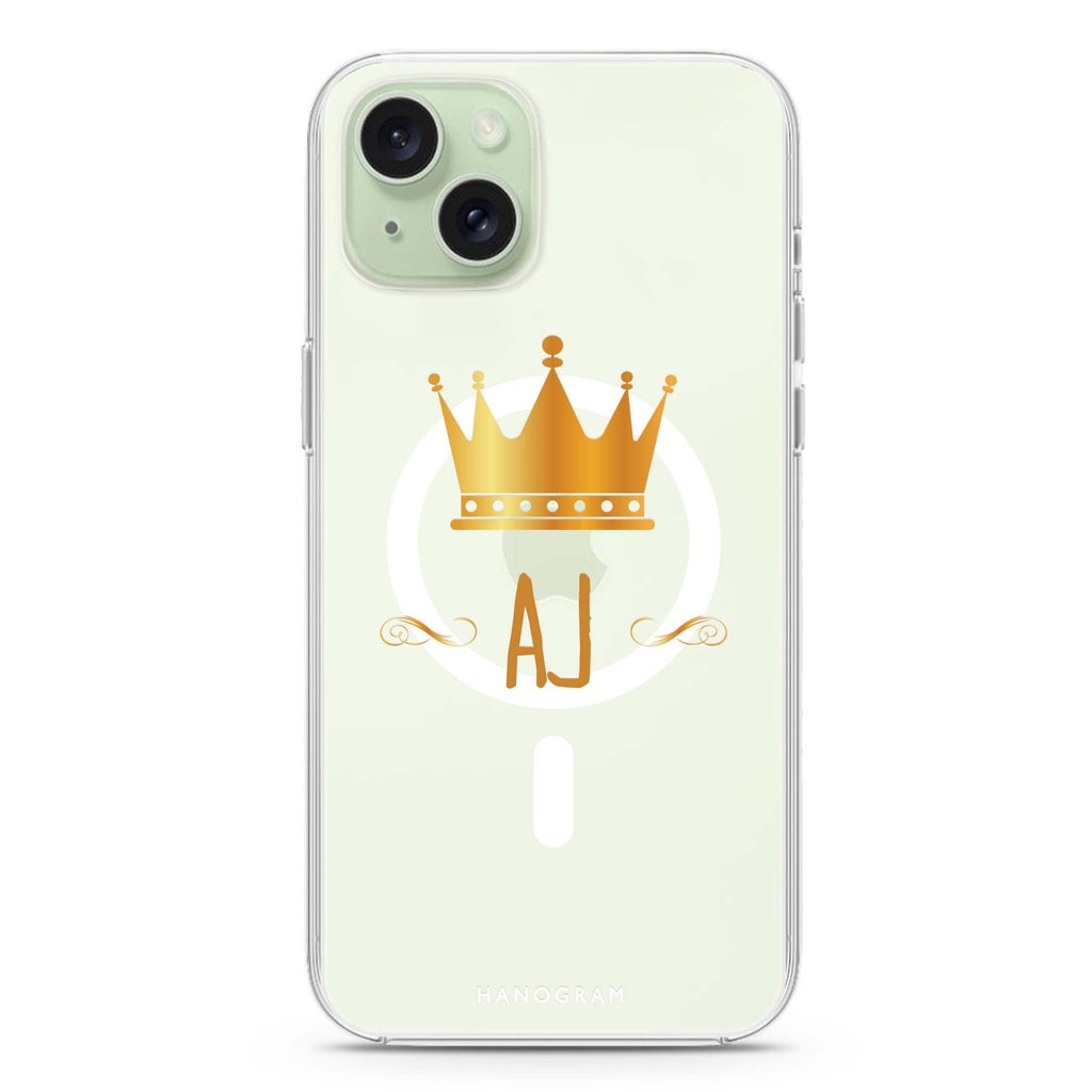 King's crown iPhone 15 Plus Magsafe 兼容水晶透明保護殼