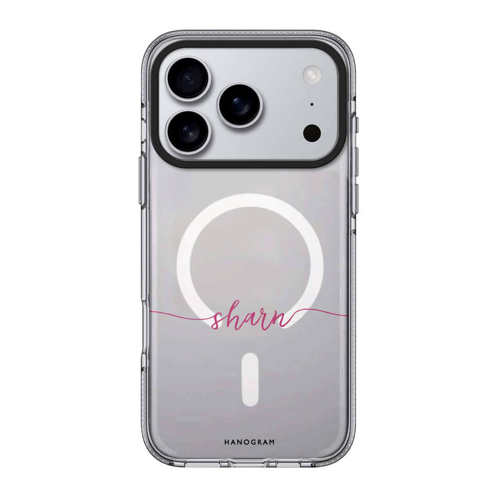 Slim Handwritten iPhone 17 Pro Max MagSafe 水晶透明保護殼 文字設計設計 可自訂名字及字色 圖1