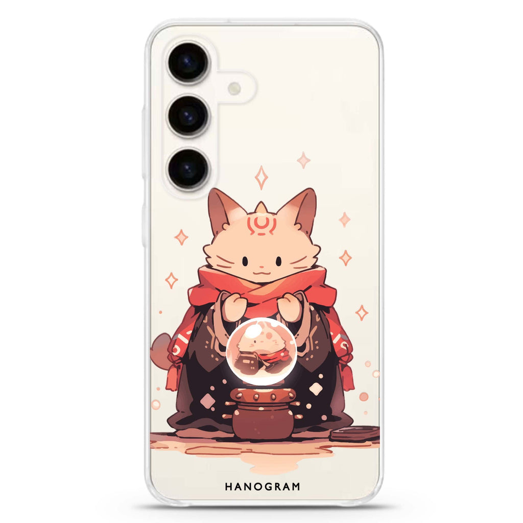 Mystic Feline Samsung Galaxy S26/S25/S24 水晶透明保護殼正面展示