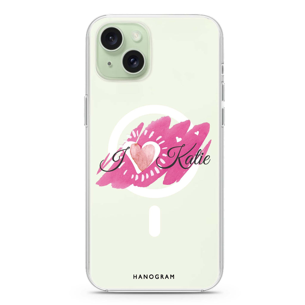 Loves message iPhone 15 Magsafe 兼容水晶透明保護殼