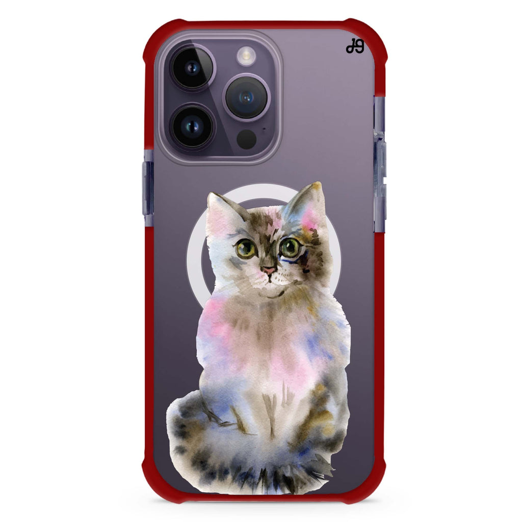 Watercolour Cat iPhone Magsafe 兼容超強防摔保護殼