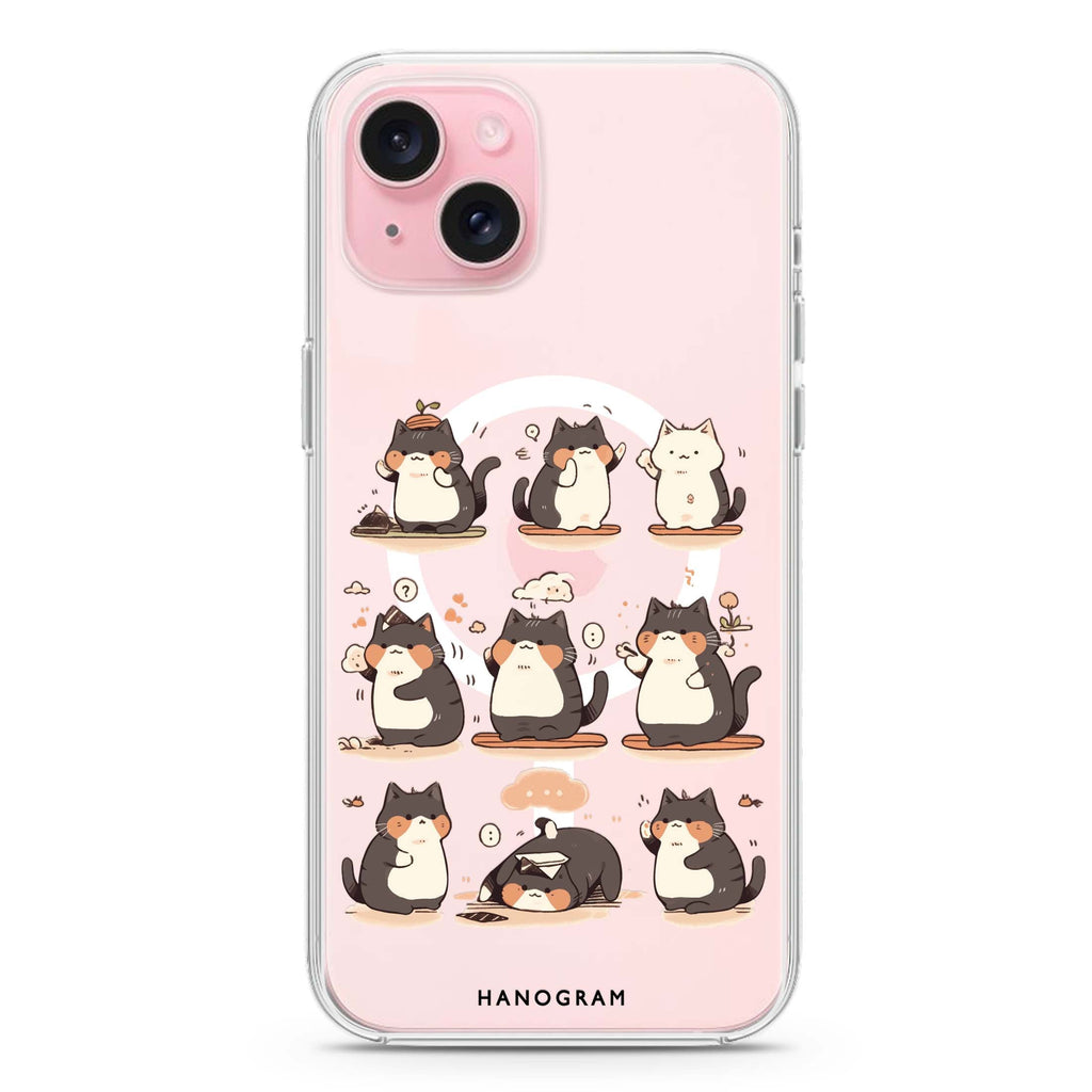 Zen Meowster iPhone 15 Plus Magsafe 兼容水晶透明保護殼