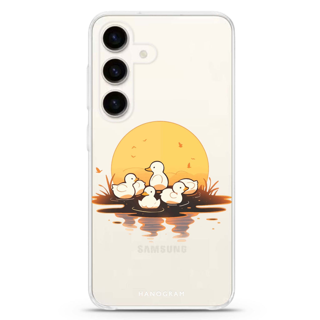 Dawn Duck Drift Samsung Galaxy S26/S25/S24 水晶透明保護殼正面展示