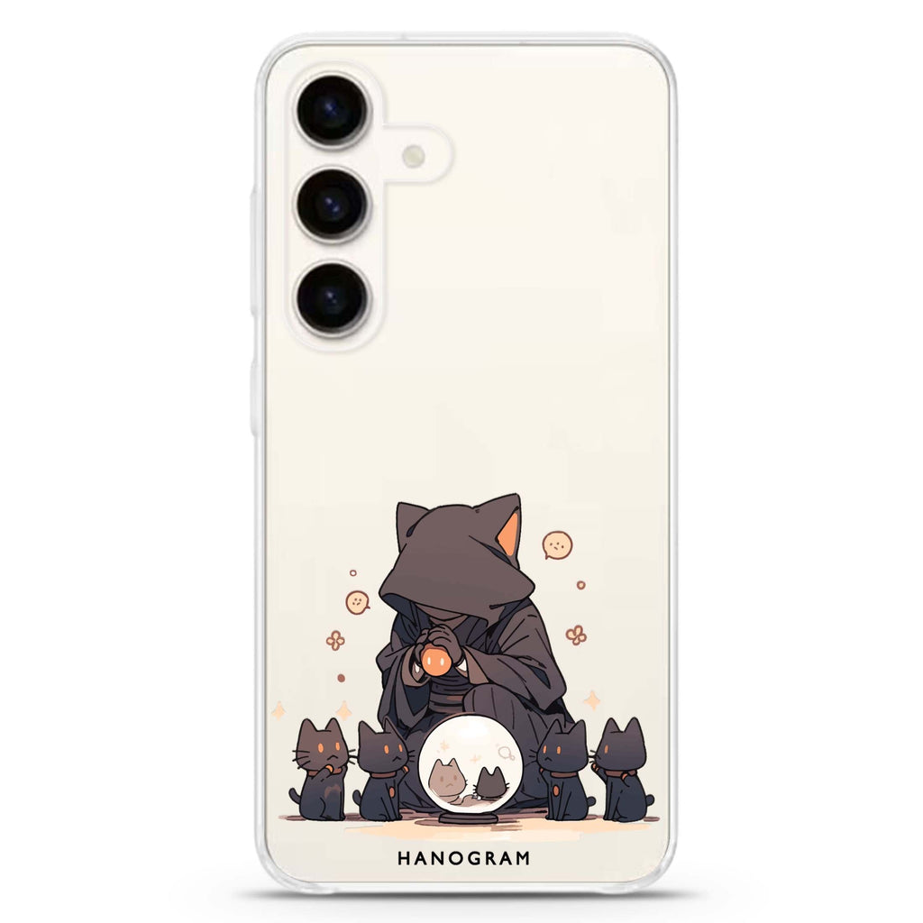 Seer Cat Charm Samsung Galaxy S26/S25/S24 水晶透明保護殼正面展示