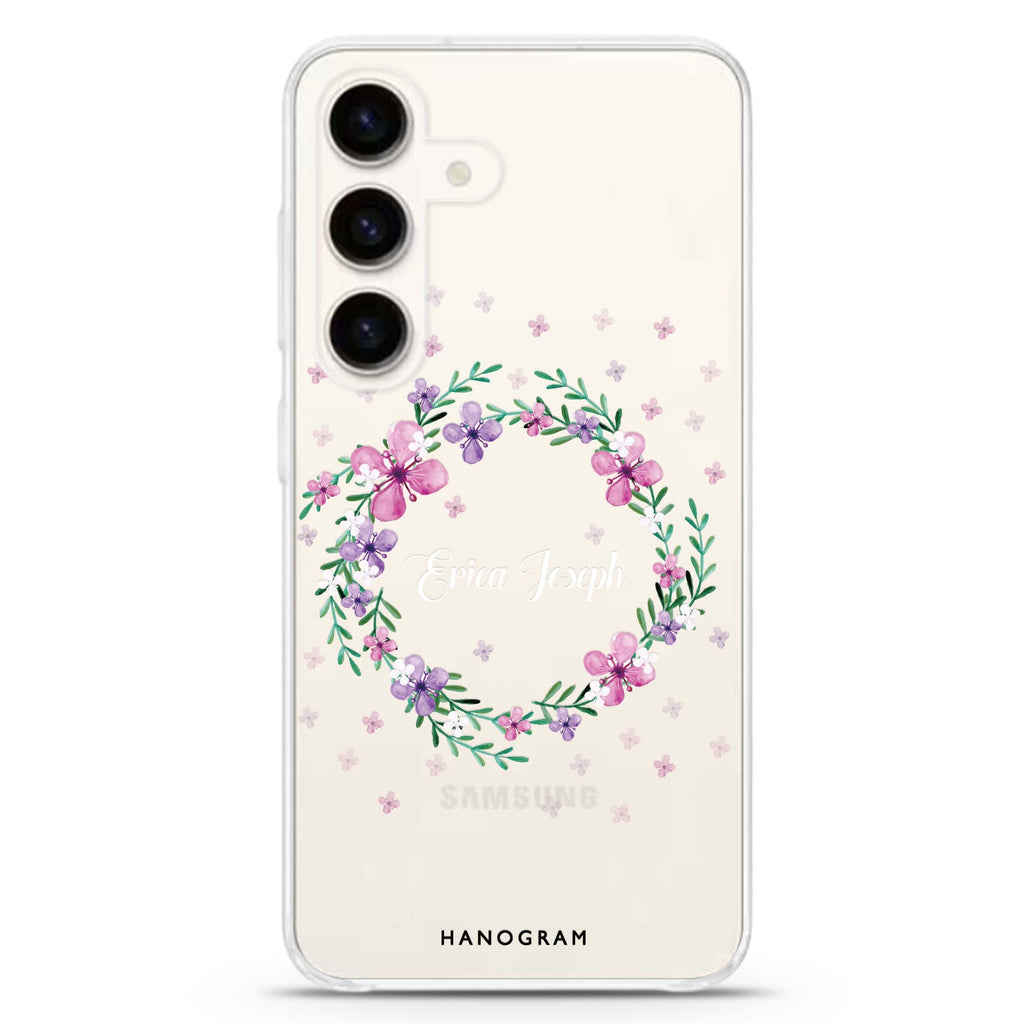 Floral Ring II Samsung Galaxy S26/S25/S24 可加名字水晶透明保護殼正面展示