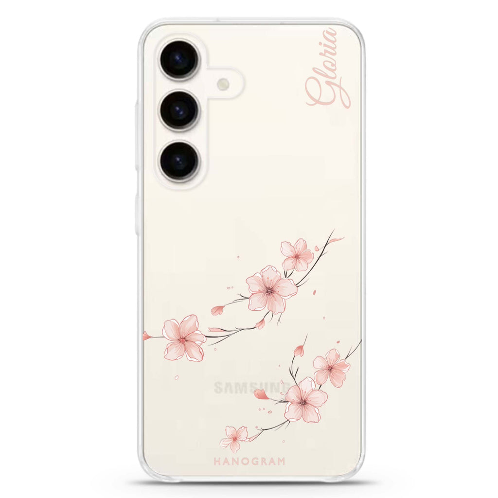 Sakura Spirit Samsung Galaxy S26/S25/S24 可加名字水晶透明保護殼正面展示