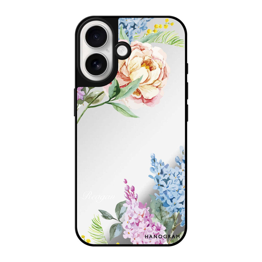 Reflective iPhone 16 Mirror Case –Tropical Floral Design