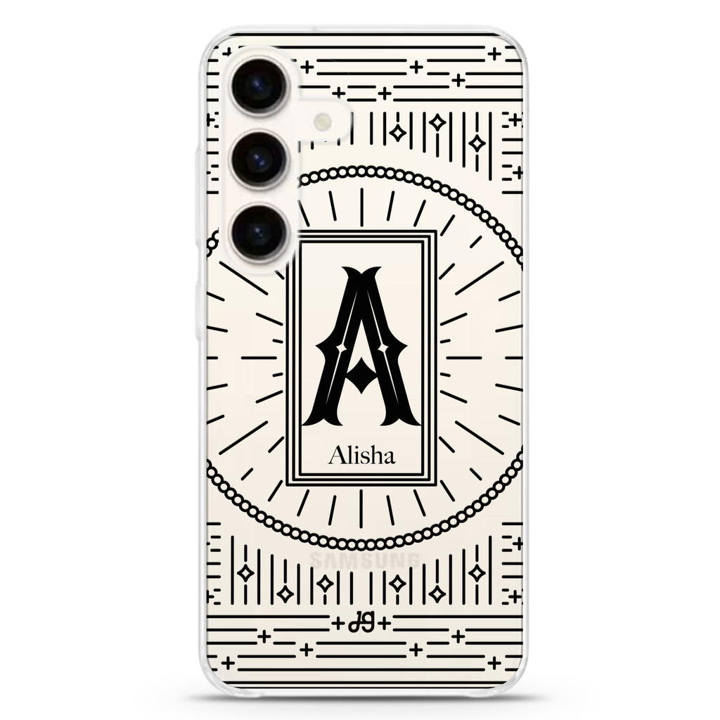 Artistic Monogram II Samsung Galaxy S26/S25/S24 水晶透明保護殼正面展示