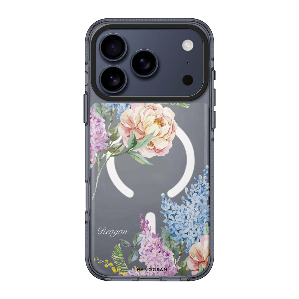 Tropical Floral iPhone 17 Pro Max MagSafe 水晶透明保護殼 花卉圖案設計 可自訂名字 圖1