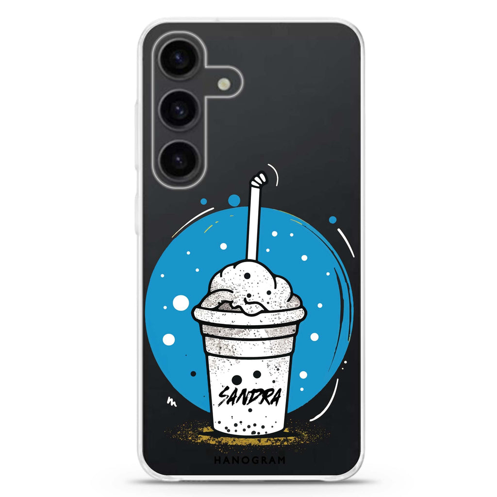 Frosty Delight Samsung Galaxy S26/S25/S24 可加名字水晶透明保護殼正面展示