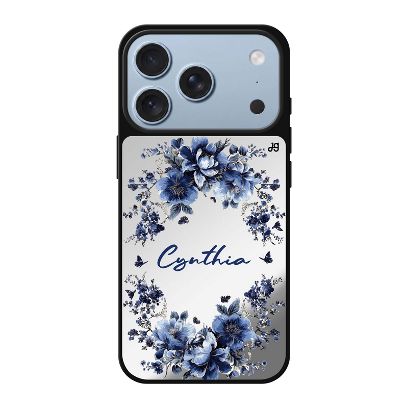 Hanogram Blue Blossom Frame — iPhone 18 Pro / Pro Max MagSafe Mirror Case