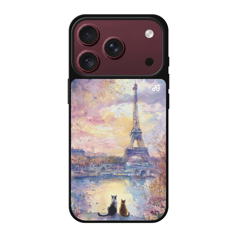 Hanogram Paris Sunset Cats — iPhone 18 Pro / Pro Max MagSafe Mirror Case