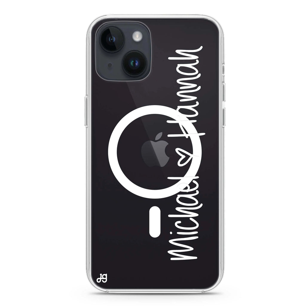 Vertical Names iPhone 14 Plus Magsafe 兼容水晶透明保護殼