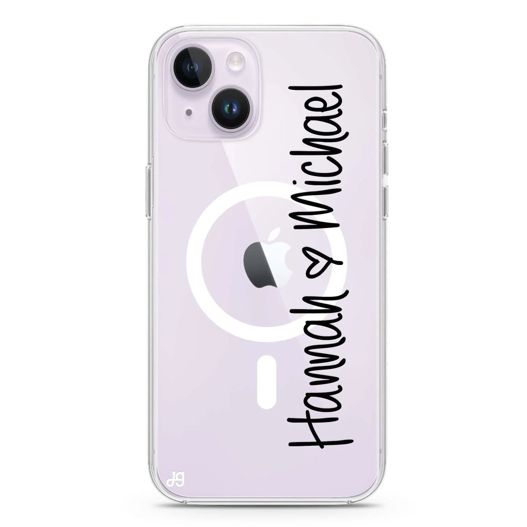 Vertical Names iPhone 14 Magsafe 兼容水晶透明保護殼