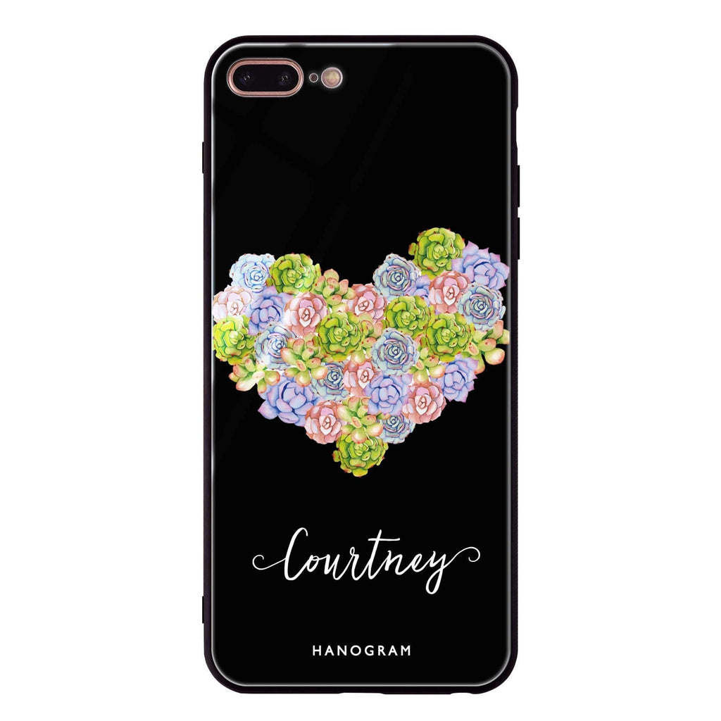 Floral Heart iPhone 7 Plus 超薄強化玻璃殻