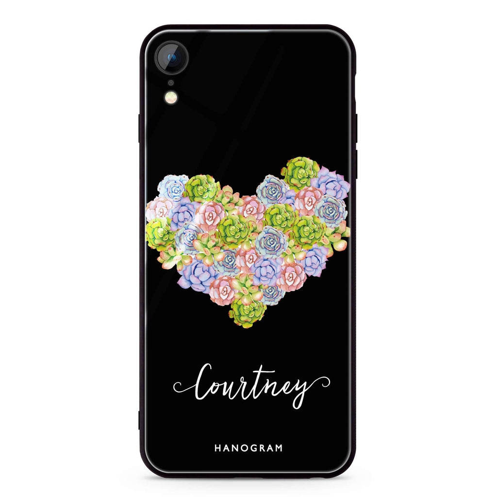 Floral Heart iPhone XR 超薄強化玻璃殻