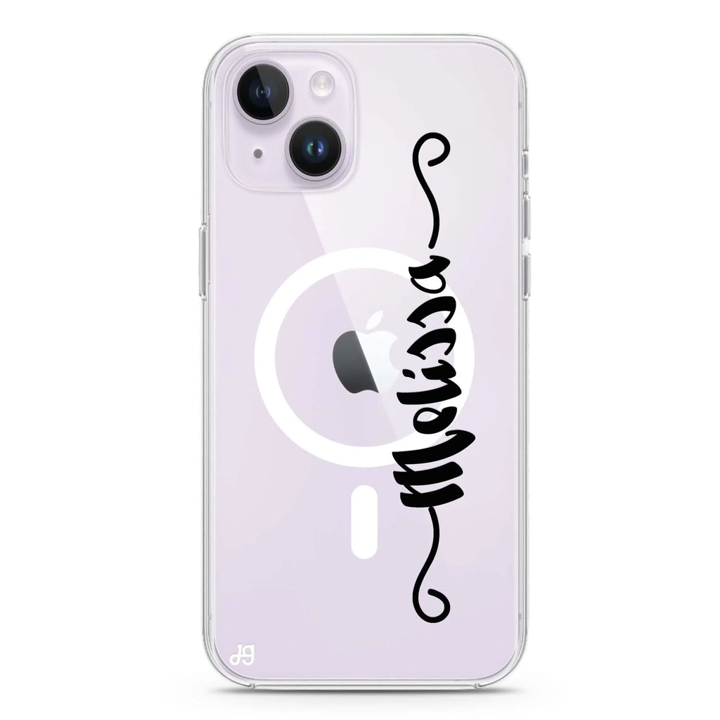 Casual Vertical Name iPhone 14 Magsafe 兼容水晶透明保護殼
