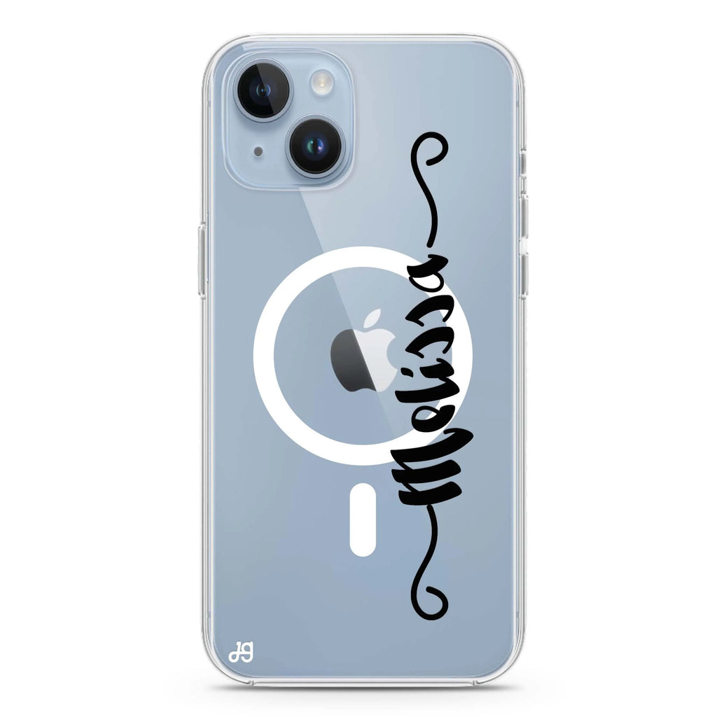 Casual Vertical Name iPhone 14 Plus Magsafe 兼容水晶透明保護殼