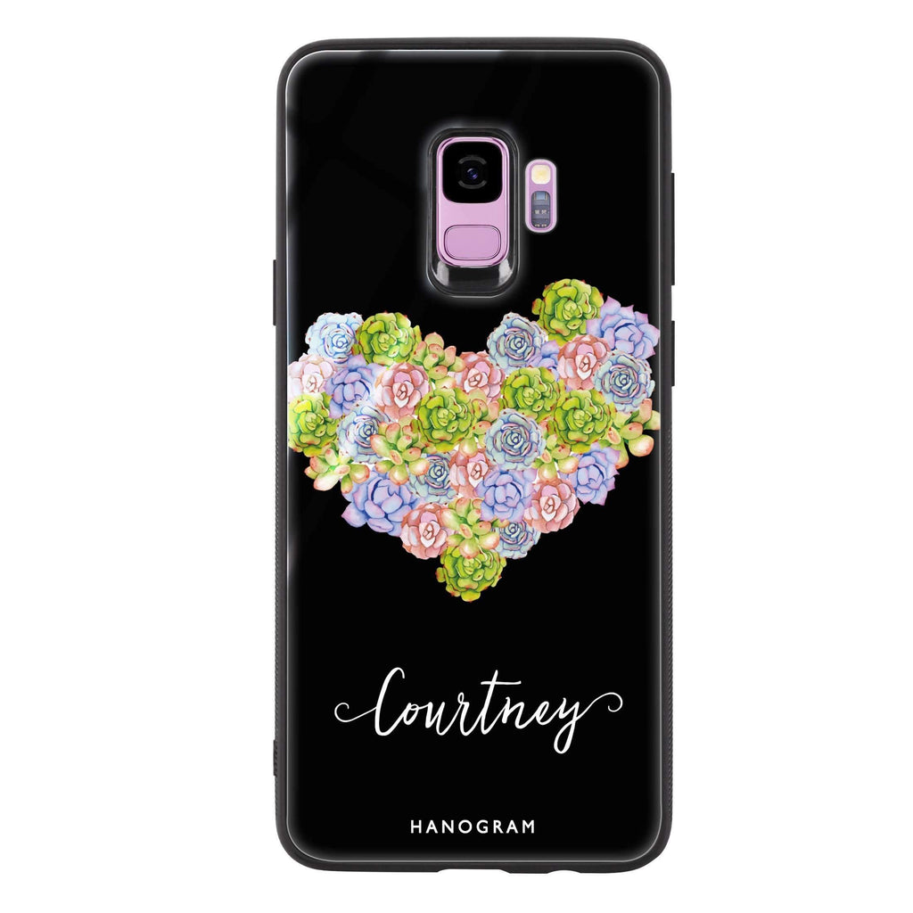 Floral Heart Samsung S9 超薄強化玻璃殻
