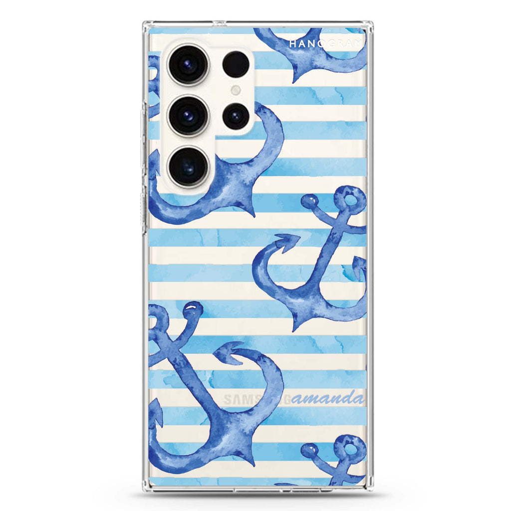 Blue Anchor Samsung Galaxy Ultra 可加名字透明保護殼，適用 S26/S25/S24/S23 Ultra，圖1