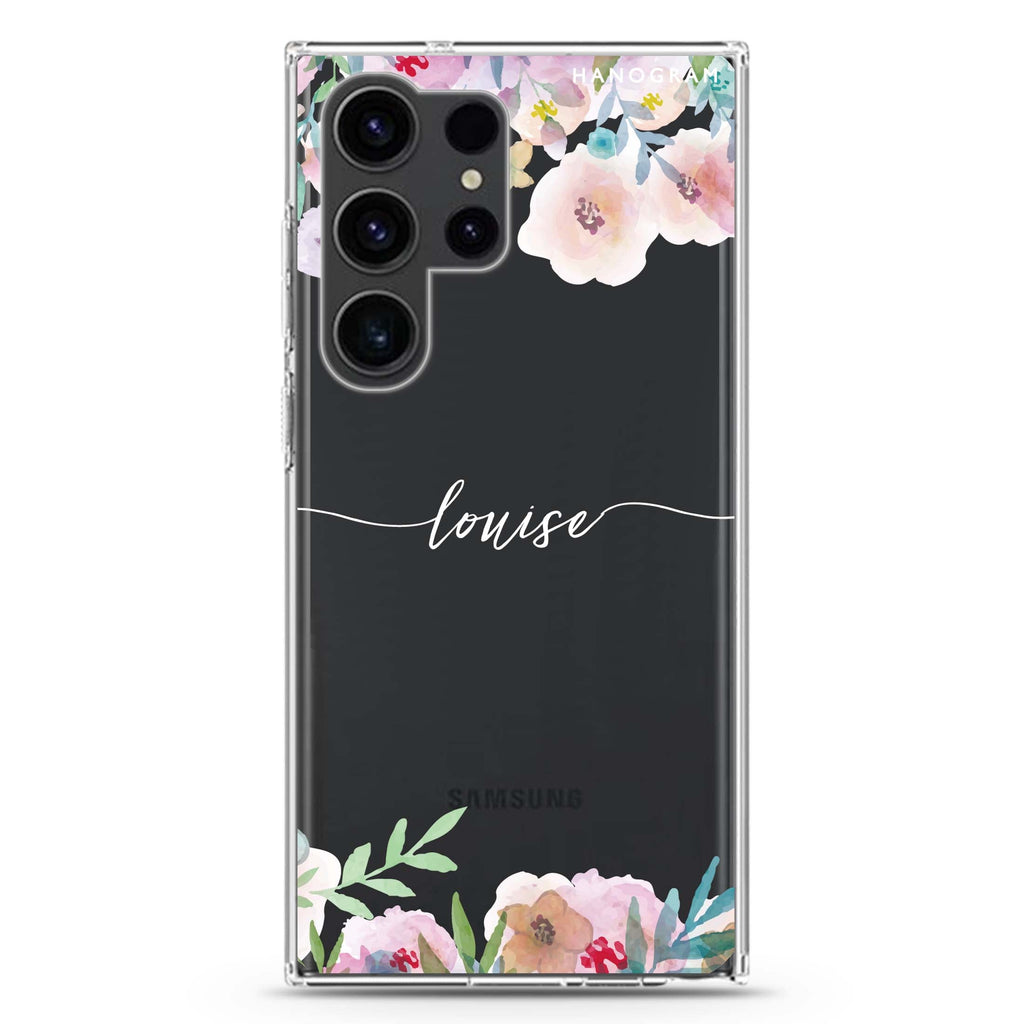 Art of Floral Samsung Galaxy Ultra 可加名字透明保護殼，適用 S26/S25/S24/S23 Ultra，圖1