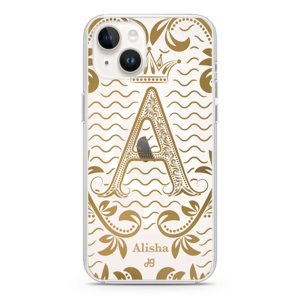 Royal Vintage Monogram iPhone 14 Plus Magsafe 兼容水晶透明保護殼