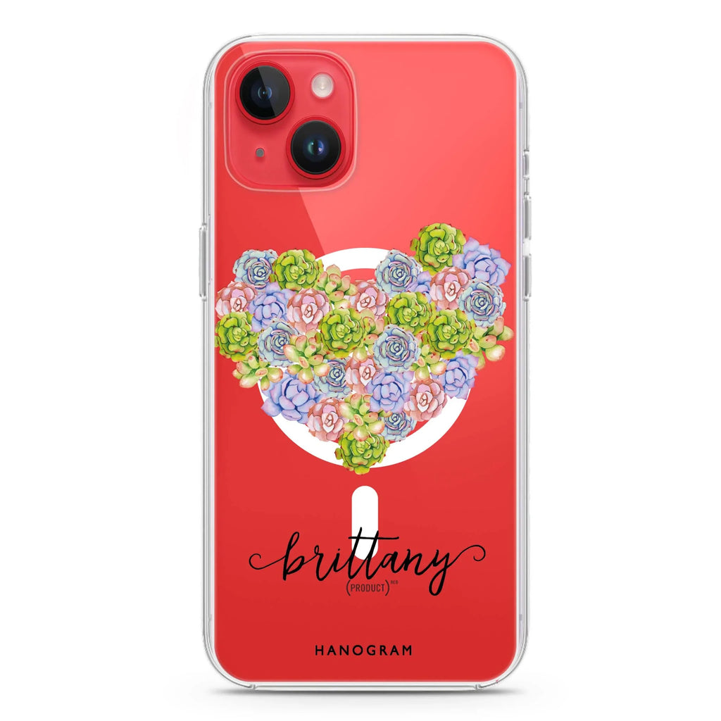 Floral Heart iPhone 14 Magsafe 兼容水晶透明保護殼