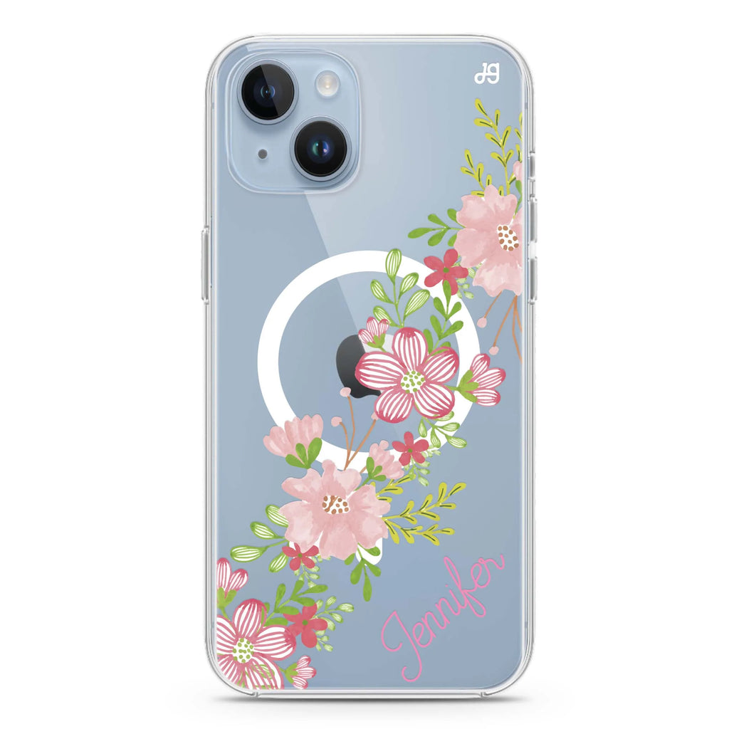 Floral Path iPhone 14 Plus Magsafe 兼容水晶透明保護殼