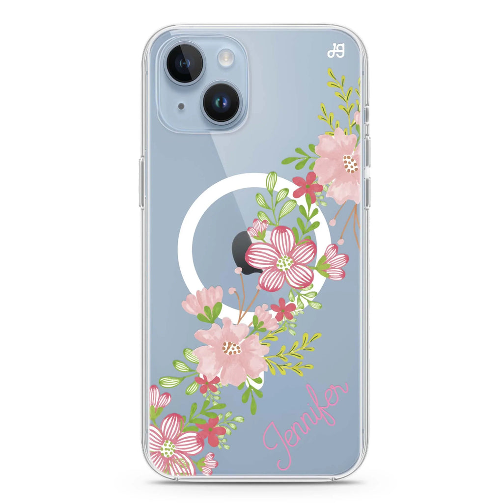 Floral Path iPhone 14 Magsafe 兼容水晶透明保護殼
