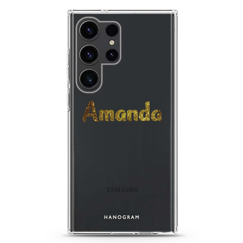 Glittering Gold Samsung Galaxy Ultra 可加名字透明保護殼，適用 S26/S25/S24/S23 Ultra，圖1