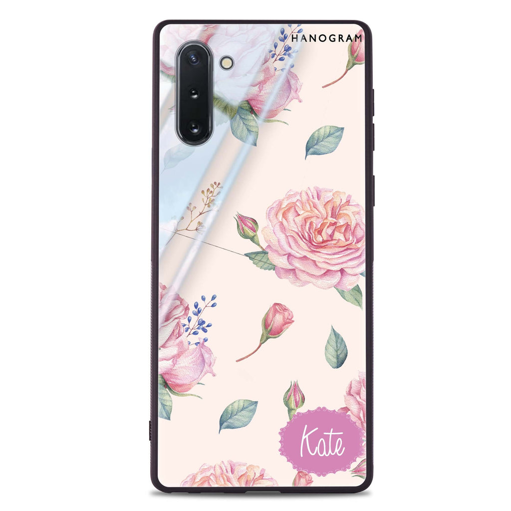 Pinky Flowers Samsung Note 10 超薄強化玻璃殻