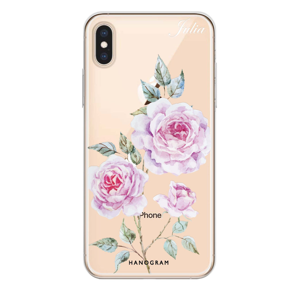 Simple Floral iPhone XS 水晶透明保護殼