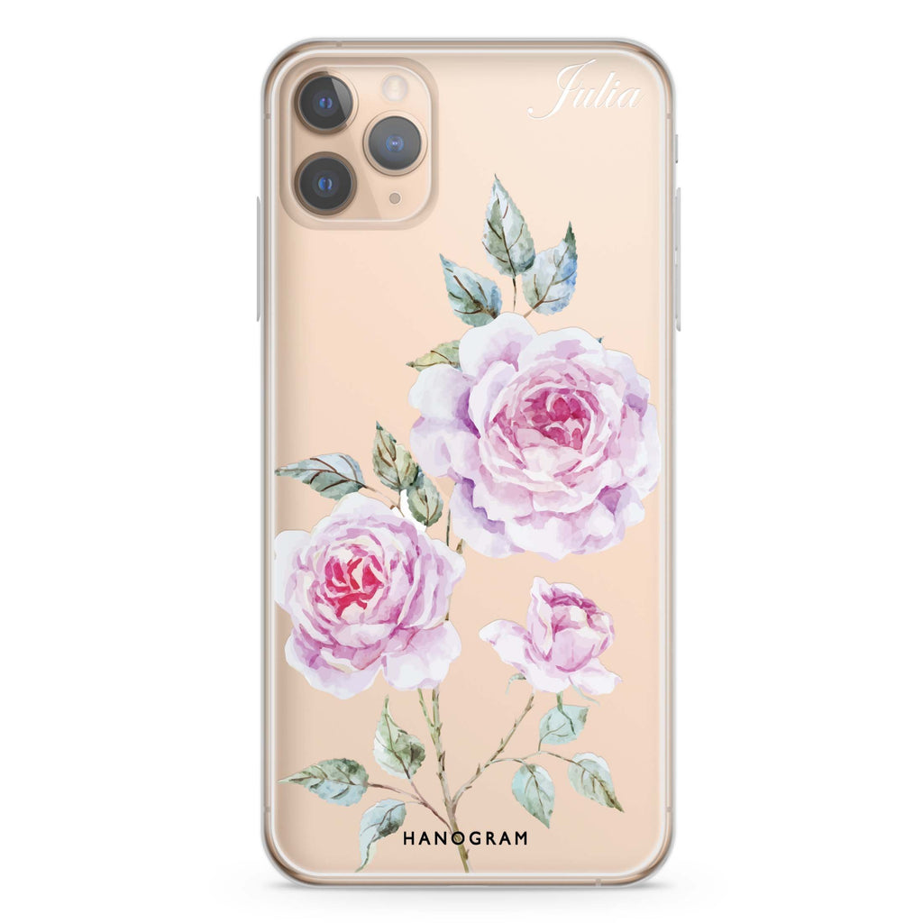 Simple Floral iPhone 11 Pro Max 水晶透明保護殼