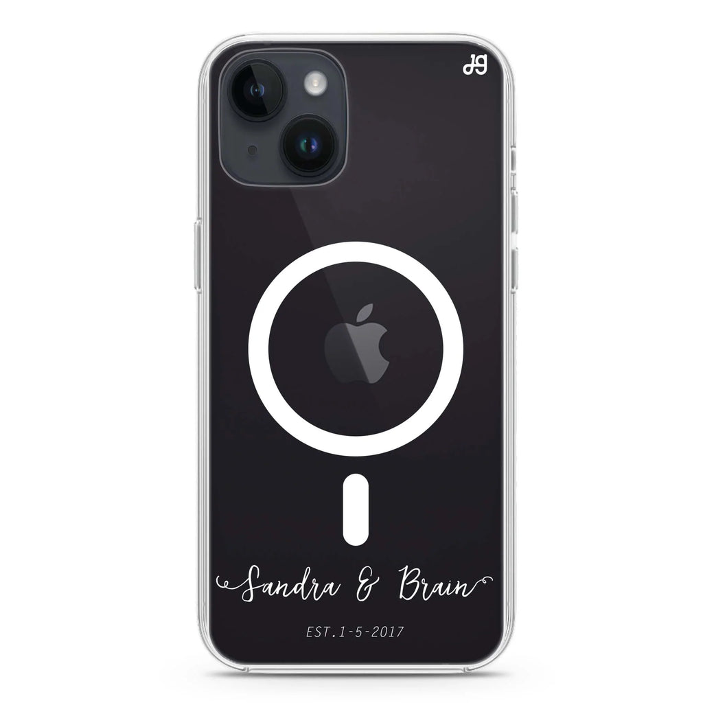 You & Me & Our Date iPhone 14 Magsafe 兼容水晶透明保護殼