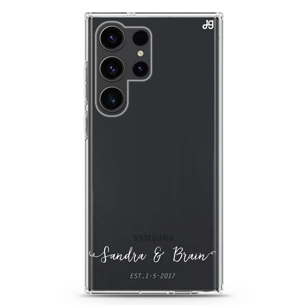 You & Me & Our Date Samsung Galaxy Ultra 可加名字透明保護殼，適用 S26/S25/S24/S23 Ultra，圖1