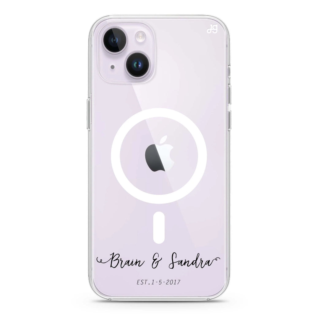 You & Me & Our Date iPhone 14 Plus Magsafe 兼容水晶透明保護殼