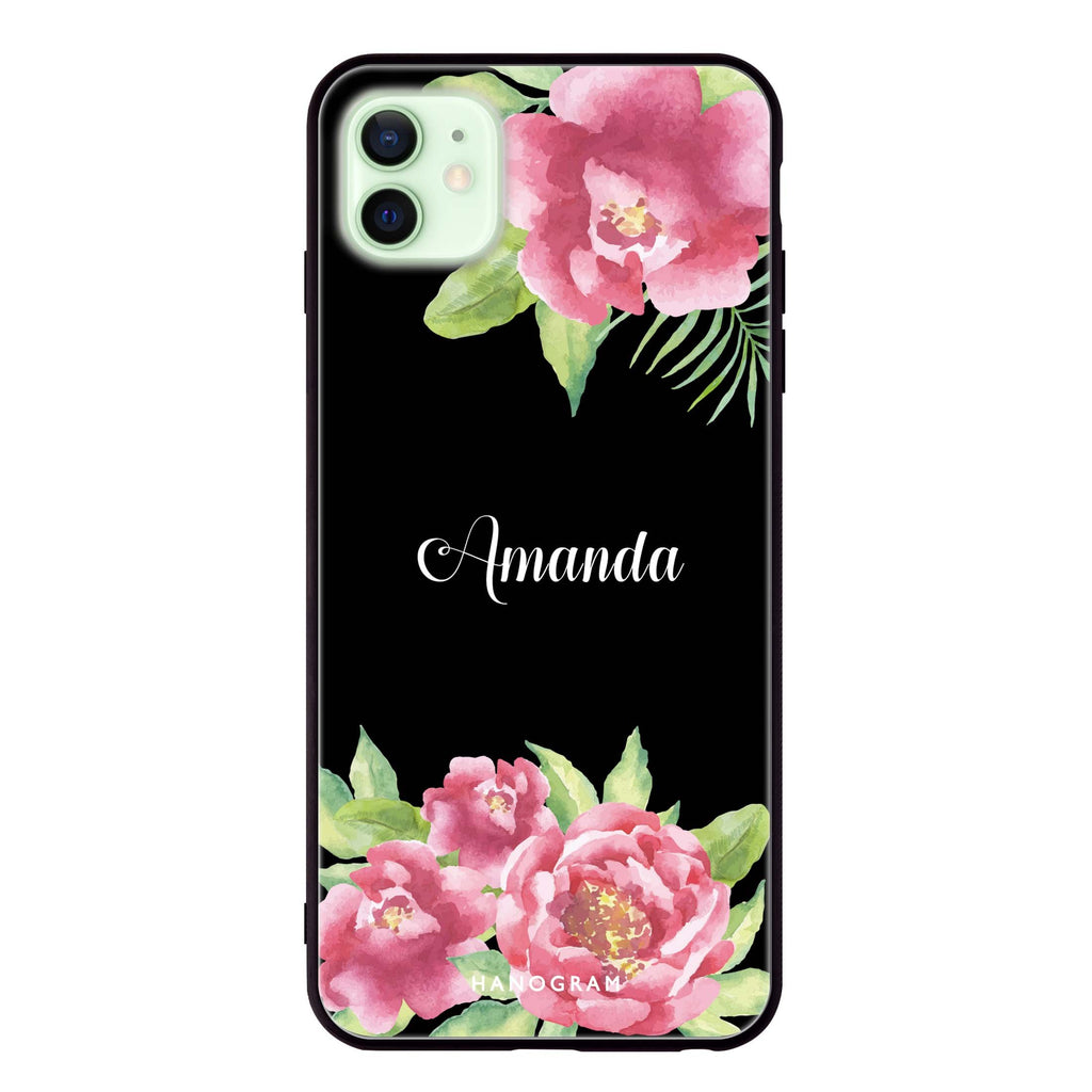 Watercolor Paeonia iPhone 12 超薄強化玻璃殻