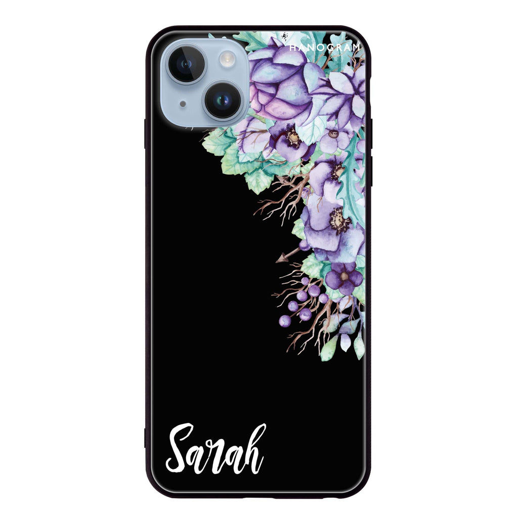 Purple Floral iPhone 14 超薄強化玻璃殻