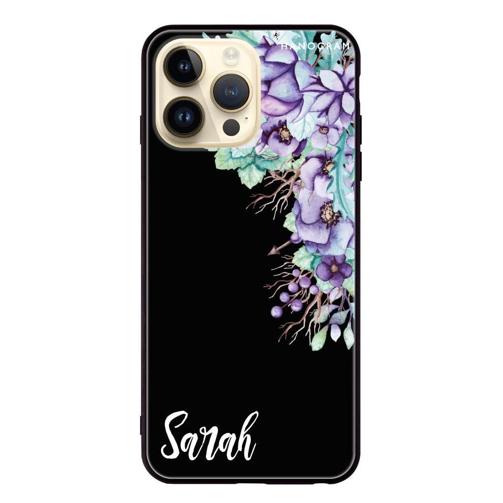 Purple Floral iPhone 超薄強化玻璃殻