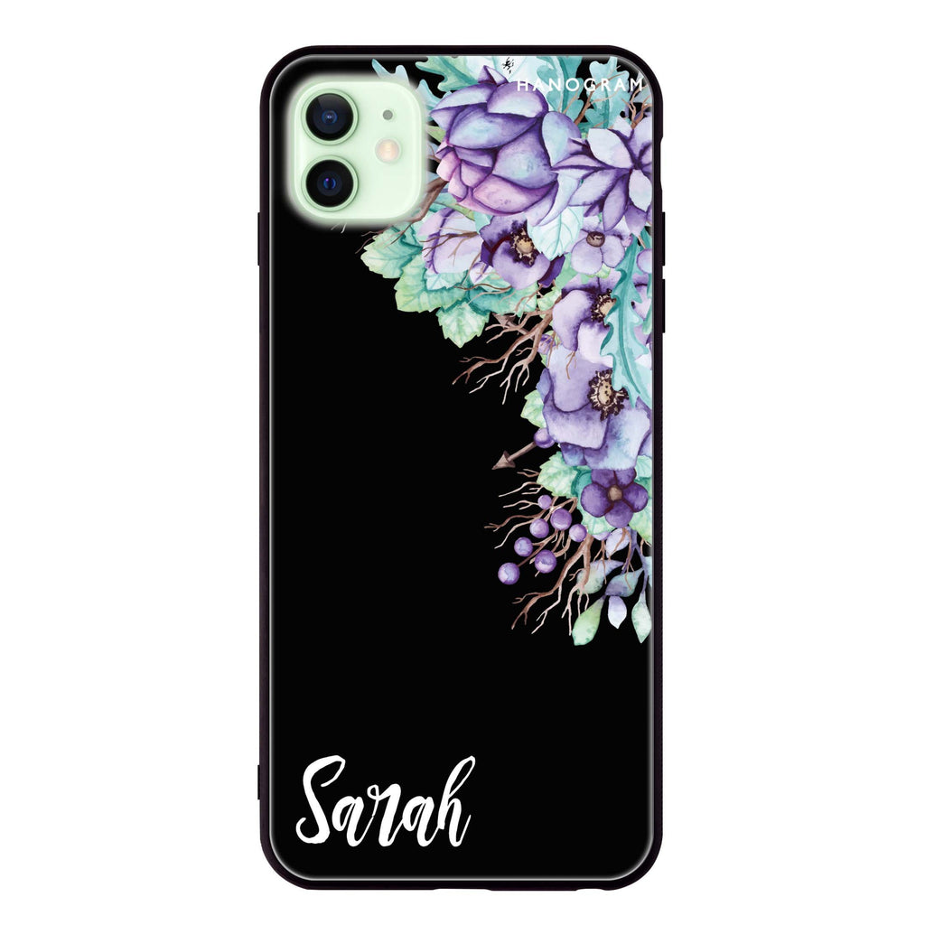 Purple Floral iPhone 12 mini 超薄強化玻璃殻