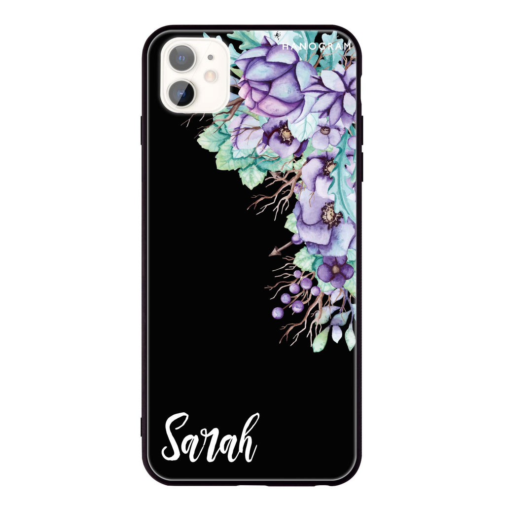 Purple Floral iPhone 11 超薄強化玻璃殻