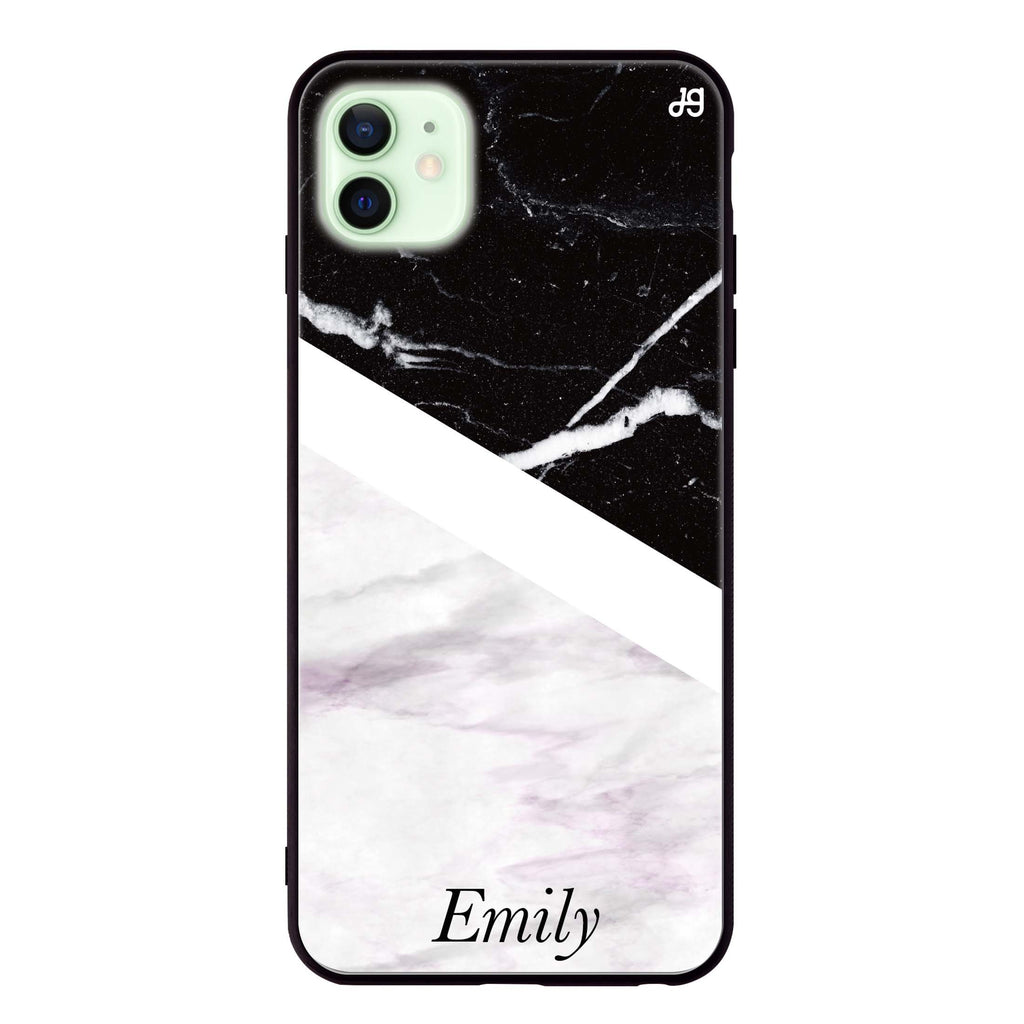 Black & White Marble iPhone 12 超薄強化玻璃殻