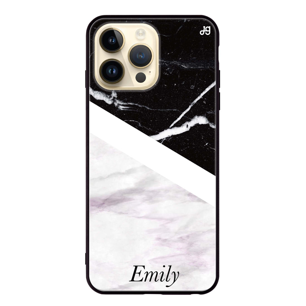 Black & White Marble iPhone 超薄強化玻璃殻