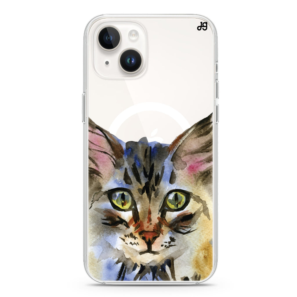 Watercolour Cat iPhone 14 Magsafe 兼容水晶透明保護殼