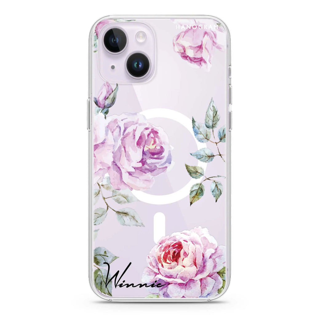 Classic Floral iPhone 14 Plus Magsafe 兼容水晶透明保護殼