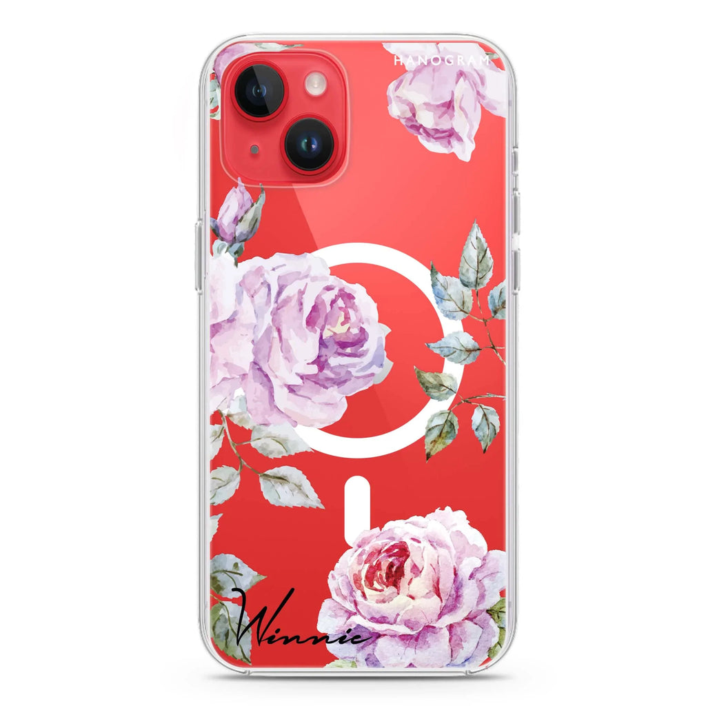 Classic Floral iPhone 14 Magsafe 兼容水晶透明保護殼