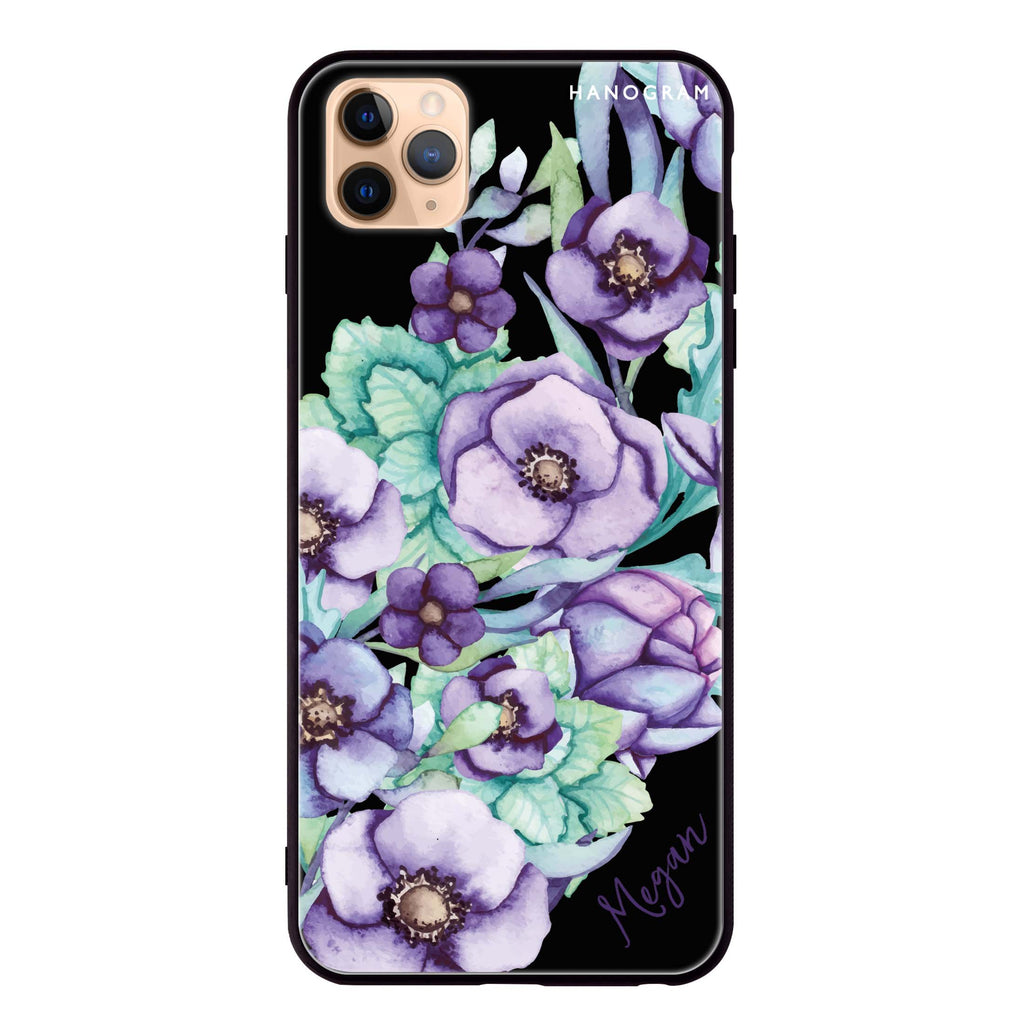 Purple Floral Il iPhone 11 Pro Max 超薄強化玻璃殻
