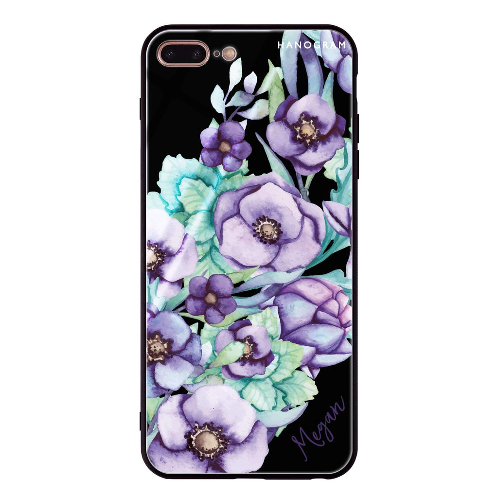 Purple Floral Il iPhone 8 Plus 超薄強化玻璃殻