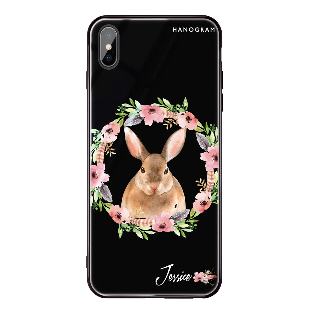 Floral Rabbit iPhone XS 超薄強化玻璃殻