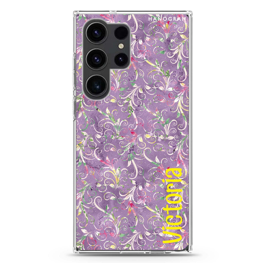 Curly Flowers Samsung Galaxy Ultra 可加名字透明保護殼，適用 S26/S25/S24/S23 Ultra，圖1